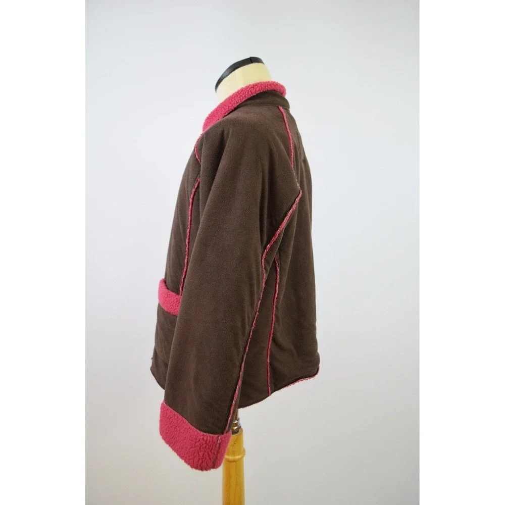 OSHKOSH B'GOSH Girls 7 Jacket Retro Vintage Pink Sherpa Fleece Microfiber Brown
